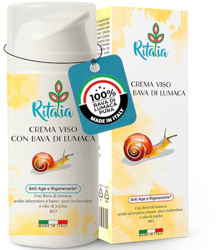 Ritalia® Bio Gesichtscreme 100ml, 75% Schneckenschleim & Hyaluronsäure | Feuchtigkeitsspendende Anti-Age Pflege für Damen & Herren | Gegen Falten, Narben & Flecken