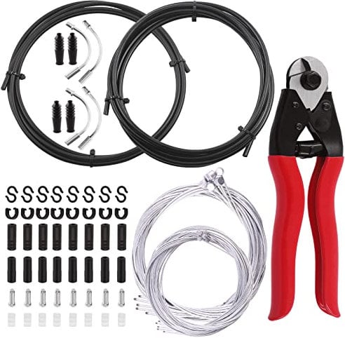 Keadic 68 Pcs Universal Bicycle Shifter Cable Housing Set Contains Cable Cutter, Bike Shift Wire Brake Cable, Variable Speed Plieline, End Caps, Line Pipe Buckle for Mountain Road Bike Repair