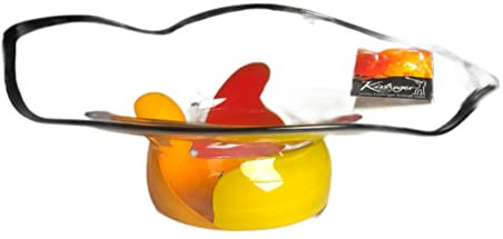 Steinnacher Kisslinger Glasschale Dekoschale mundgeblasen rot orange mit schwarzem Rand ø 30cm