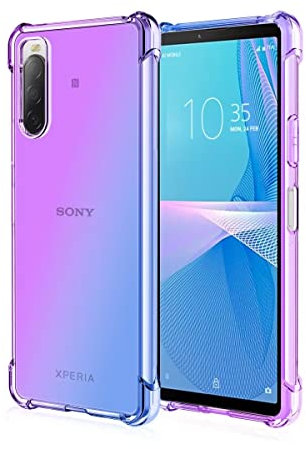 WILLIS TPU Silikon Handyhülle für Sony Xperia 10 IV, Durchsichtig Farbverlauf Case, Anti Drop und Anti Scratch 6 Schutzhülle Blau Lila