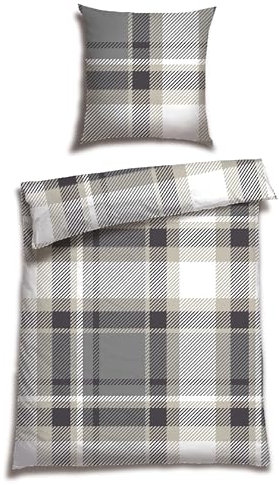 Schiesser Bettwäscheset Setta - Feinbiber - 2-teilig - 135 x 200 cm - Taupe