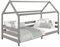 IDIMEX Hausbett FINA aus massiver Kiefer, Montessori Bett 90x200cm, Kinderbett mit Dach in grau
