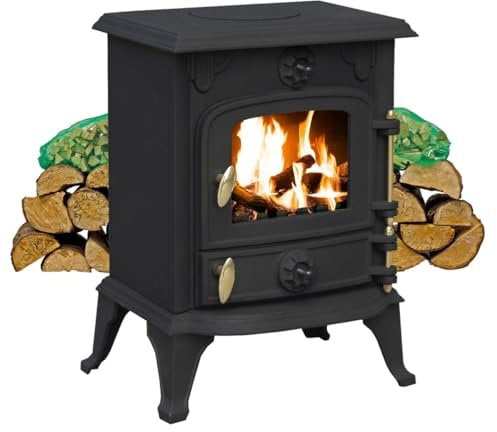 RoyalFire 5kW DEFRA Cast Iron Solid Multifuel Wood Burning Stove + Firewood