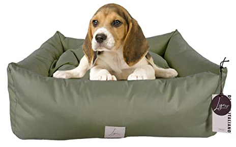Ligo Buddy - Cuccia cani Lettino per cane idrorepellente antigraffio, realizzata in Italia. Cuscino per Cane tessuto impermeabile e robusto per l'uso interno ed esterno.(S/M: 70 X 65 cm, OLIVA)