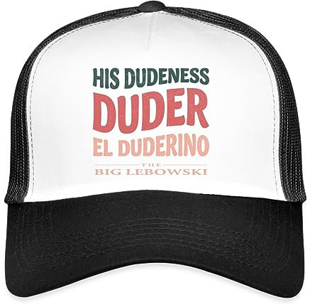 Spreadshirt The Big Lebowski His Dudeness Duder EL Duderino Trucker Cap, One Size, Weiß/Schwarz