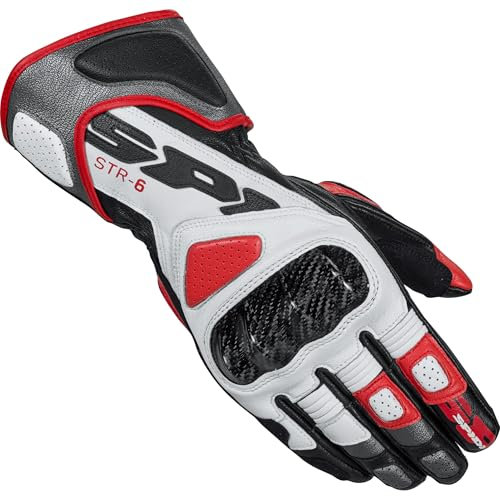 SPIDI STR-6 Motorradhandschuhe (Black/White/Red,M)
