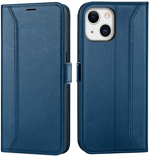 Verco Handyhülle für iPhone 13 Mini, Premium Klapphülle Handy Flip Case für Apple iPhone 13 Mini Hülle Book Case Tasche, Blau