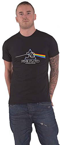 Pink Floyd T Shirt Dark Side of The Moon Prism 50 Years offiziell Unisex Schwarz M