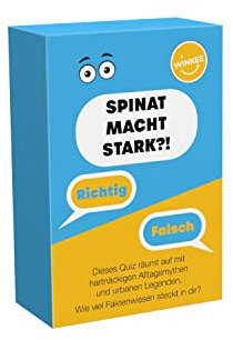 Winkee - Spinat mach Stark Quiz | Lustiges Kartenspiel | 100 Quizfragen | Wissensspiel | Spiel für Erwachsene | Quiz Karten mit Fragen | Geschenk für Weihnachten, Geburtstag, Party