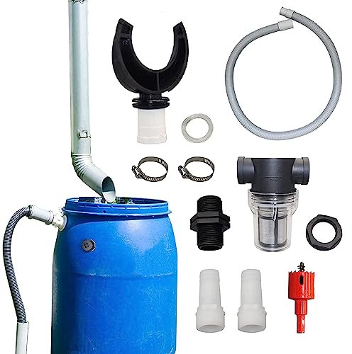 Colector de Agua de Lluvia,Desviador de Barriles de Lluvia con Manguera Flexible y Filtro para Bajantes,Kit Sistema de Recogida de Agua de Lluvia,Colector de Lluvia para Tejados hasta 80m²(50cm
