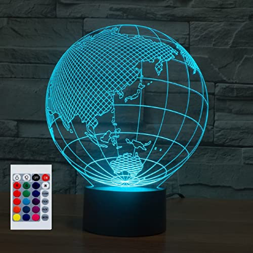 SUPERHONGJIHAO Nachtlicht für Kinder, 3D-Karte von Asien LED-Lampe mit Fernbedienung 16 Farbwechsel Geburtstagsgeschenk für Kinder