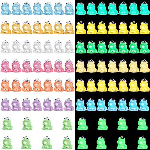 Chitidr 50 Stück leuchtende Frosch-Anhänger für Schmuckherstellung, niedliche Tier-Anhänger, leuchtet im Dunkeln, grüner Frosch, Schlüsselanhänger, Charms, Ohrringe, Handwerk