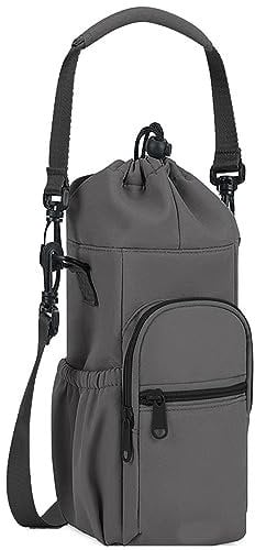 Sac Porte-Bouteille d'eau, Sac à bandoulière Isotherme avec bandoulière et poignée réglables et Poche, Porte-Bouteille de Sport Neutre pour la Marche, la randonnée