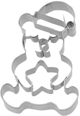 Birkmann, Ausstechform Weihnachtsteddybär mit Stern, 7 cm, Edelstahl, mit Innenprägung, hochwertige Qualität
