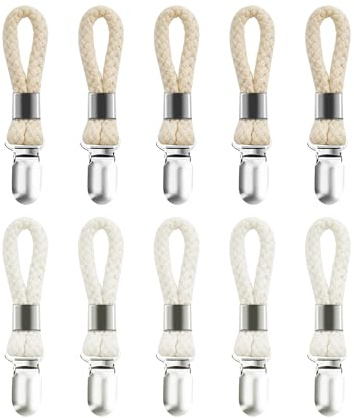 Clip De Serviette En Corde De Coton 10 Pièces, Clip De Serviette Antirouille, Crochet De Cintre En Acier Inoxydable, Clip De Suspension De Salle De Bain, Adapté à La Salle De Bain Cuisine Chambre