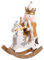 Ciao- Schiaccianoci Natale Soldatino Re a cavallo con mantello (28cm) in legno e tessuto, bianco/oro