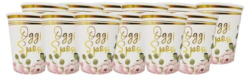 ZENZERO® - STOVIGLIE per FESTA MATRIMONIO OGGI SPOSI ROSA e ORO in Carta MONOUSO - (12 Bicchieri)
