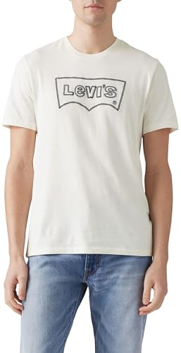 Levi's Men's Graphic Crewneck Tee T-Shirt, Rope Batwing Vw Egret, L