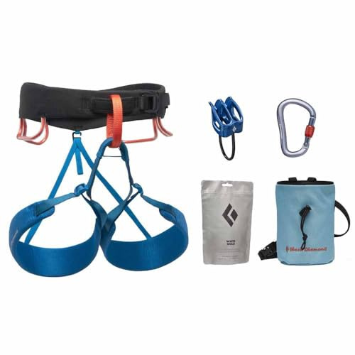 BLACK DIAMOND Men’s Momentum Harness Package | Harness, Belay Device, Locking Carabiner & Chalk Bag | Kingfisher | XX-Large