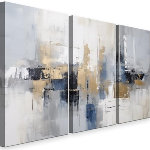 INTELIENZOS Cuadros Salon • Modernos • Lienzos decorativos • Decoración Pared • 120cm • Grande 3 piezas • Abstracto • Decoracion Dormitorios • Comedor • Oficina • Pasillo (Océano)