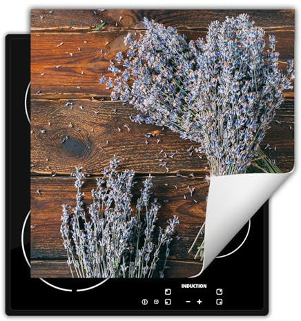 DarHaus Piastra di copertura per fornelli 50x52 cm Copri piano cottura vinile - Lavanda - legno
