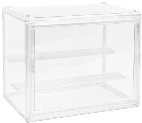 Acryl Vitrine Schaukasten Plexiglas Box, Stapelbare Display Case Box mit Magnetischer Tür, Aufbewahrungsbox Abnehmbar Puppenvitrine, Sammlervitrine für Action Figuren Modellautos (2 Stufen)