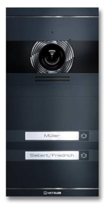 Metzler VDM10 2.0 Video Sprechanlage mit Türöffner (Stromversorgung) & Namensschild - Anschluss 2-Draht - Türsprechanlage mit HD-Kamera, für 2 Familienhaus, in Anthrazit aus V2A Edelstahl