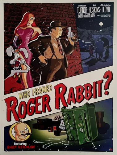 KUSTOM ART Poster Serie Poster, Filme, Prominente, die Roger Rabbit Who Framed Roger Rabbit Bob Hoskins Kathleen Turner Christopher Lloyd Druck auf beschichtetem Papier 40 x 30 cm