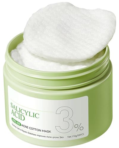 3% Salicylic Acid Face Pads - Face Exfoliator Pad For Acne Prone Skin - Toner Pads -Toner Pads Korean Skincare - Acne Treatment - Face Wipes - Reduces Blackheads 110g (Pack of 55)