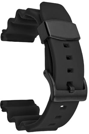 22mm adapté for Seiko Prospex SKX007 thon Sumo tortue anneau en métal Bracelet de montre en caoutchouc Sport de plongée Bracelet de montre de remplacement en Silicone (Color : Black-black buckle, Si