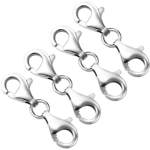 YAZANY 4 Pcs Silver Double Lobster Clasps, Lobster Claw Clasps for DIY Jewelry Making Supplies