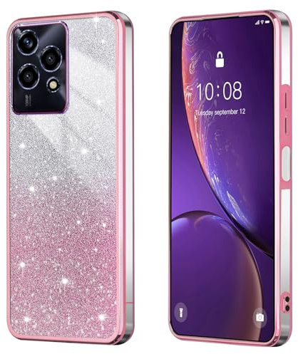 BEEJTUNY Coque pour Honor 200 Lite 5G / Honor200 Lite 5G, Housse Transparente Souple et Belle avec Carte Pailleté, Étui Protection Bumper Léger, Case Antichoc Élégante. Rose