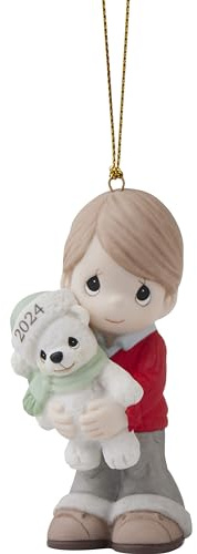 Precious Moments 2024 Boy Ornamnet | Have Yourself A Merry Little Christmas Dated 2024 Boy Bisque Porcelain Ornament | Collectible Christmas Décor & Gifts
