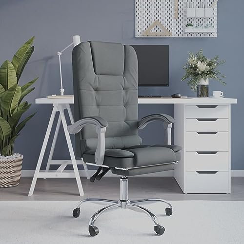 ZEYUAN Bürostuhl mit Massagefunktion, Massagestuhl, Massagesessel, Schreibtischstuhl, Office Chair, Computerstuhl, Büro Stuhl, Möbel Für Arbeitszimmer, Bürosessel, Dunkelgrau Stoff