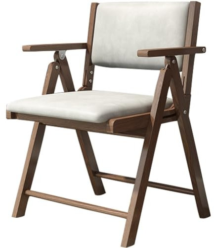 Bequemer Klappstuhl Für Zu Hause, Esszimmerstühle Mit Gepolsterten Sitzen, Klappstuhl Aus Holz Für Den Innenbereich, Einzelstuhl Mit Ergonomischer Rückenlehne(Walnut Color)