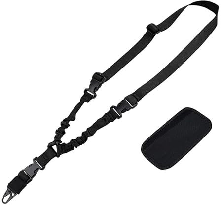 GERUI 1 Stück Tactical Single-Point Sling Quick Adjust Length Strapazierfähige Sling mit Metallhaken für Outdoor-Sportarten