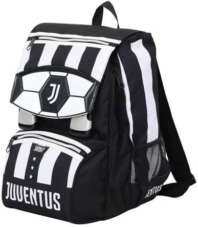 Seven Zaino scuola Juventus sdoppiabile in tessuto, tirazip personalizzati e tasca laterale porta borraccia,28x40x13 cm