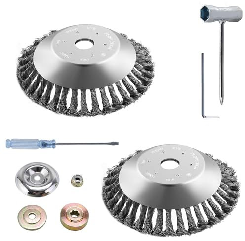 2 spazzole per decespugliatore, spazzola per erbacce per decespugliatore, spazzola metallica dentata per decespugliatore, spazzola universale per decespugliatore, spazzola per decespugliatore (6