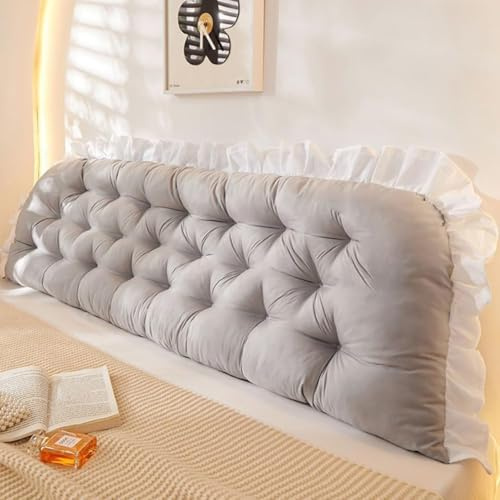 Große Nackenrolle, Kopfteilkissen mit Befestigungsbändern, Positionierungsstütze, Bettruhe, langes Lesekissen mit abnehmbarem Bezug, Rückenlehnenkissen für Bett, Couch, Sofa, Tagesbett, Schlafsaal,