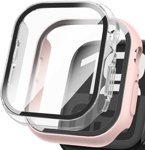 Aimtel 2 Piezas Funda Protector de Pantalla Compatible con Apple Watch Series 10 42mm,PC Funda Protector con 9H Antiarañazos Protector Pantalla de Templado para iWatch 10 42mm