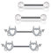 Jovivi 2 Paar 14G Brustwarzenpiercing Chirurgenstahl Nippelpiercing für Damen Brustwarzenpiercing Bar Set Herz Teufel Barbell Piercing Körperschmuck 14mm Stablänge Piercing Schmuck (Silber)