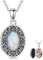 enjoylifecreative Opal Medaillon Halskette für Damen 925er Sterlingsilber Oval Vintage filigran Bild Medaillon Kette Opal Foto Medaillon Anhänger Schmuck Geschenke für Frauen Mädchen