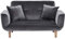 Modernes graues Samt-2-Sitzer-Sofabett mit Liege, stilvolle und bequeme Schlafcouch für Wohnzimmer/Gästezimmer/Büro, 125 x 61 x 70 cm