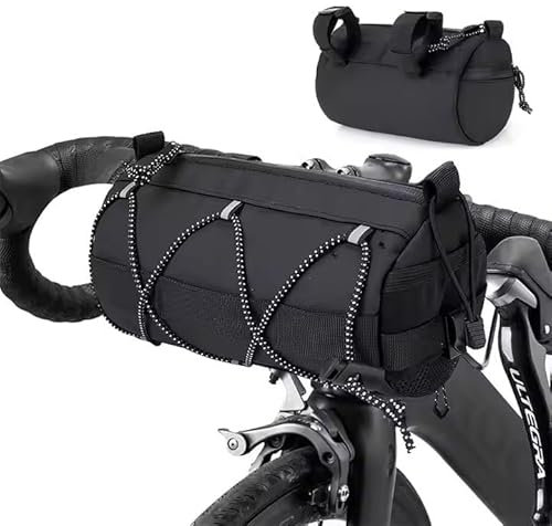 Tragbare wasserdichte Fahrradlenkertasche – Robuste 600D PVC-beschichtete Fahrradtasche mit großem Fassungsvermögen, multifunktionale Fronttasche für Reisen, Wandern, Camping und Rennen – 11x21 cm,
