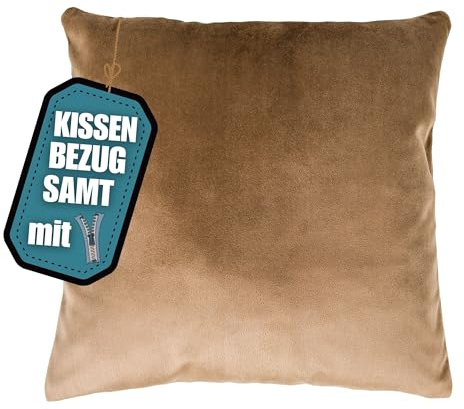 wollyflaushi Samt Kissenbezug 40x40 cm Kissenhülle Braun Luxuriös Weich | Sofakissenbezug mit verdeckter Reißverschluss - Kissenhülle Samtstoff einfarbig - Sofakissen Dekokissen Kopfkissen