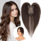 S-noilite Haar Toppers für Frauen Echthaar mit Seitenpony 8x11cm - Haar Toupet Damen Clip in Extensions Echthaar Haarverdichtung #2 Dunkelbraun 21 Gramm