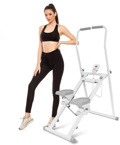 Stepper Vertical Plegable para Gimnasio en Casa Máquina de Cardio con Simulación de Escaleras Ajustable Máquina de Subir escaleras Entrenamiento Full Body y Manillar para Hombres y Mujeres