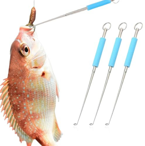 FENQURO 3 Pcs hakenlöser, Angelhaken Entferner, Edelstahl Hakenlöser Angeln, Schnelles Disgorger, Tragbarer Haken-Entferner mit Magnete fur Kleine und große Hackenlöser Fischen, Angelzubehör (17cm)