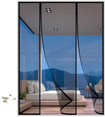 Zanzariera magnetica per porta balcone 300x235(W*H) Nero zanzariera senza foratura con Hook and Loop Tape