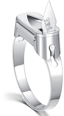 Gadget-Ring mit integrierter Mini-Klinge – Verstellbare Größe – Edelstahl 316 & SUS420U6 – Praktisches Tool für Outdoor & Alltag (Silber)